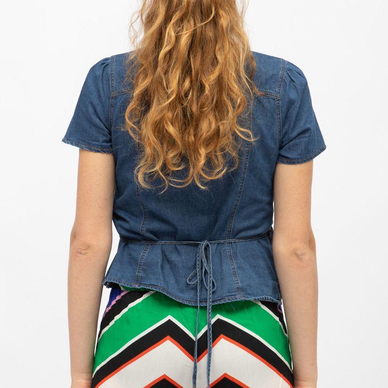 Blouse cache coeur denim wash brandy manches courtes Femme LA PETITE ETOILE