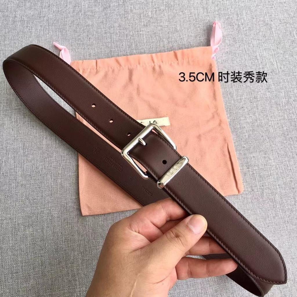 New 3.5cm high-quality first-layer cowhide MIU belt decorative buckle with jacket pants leather belt