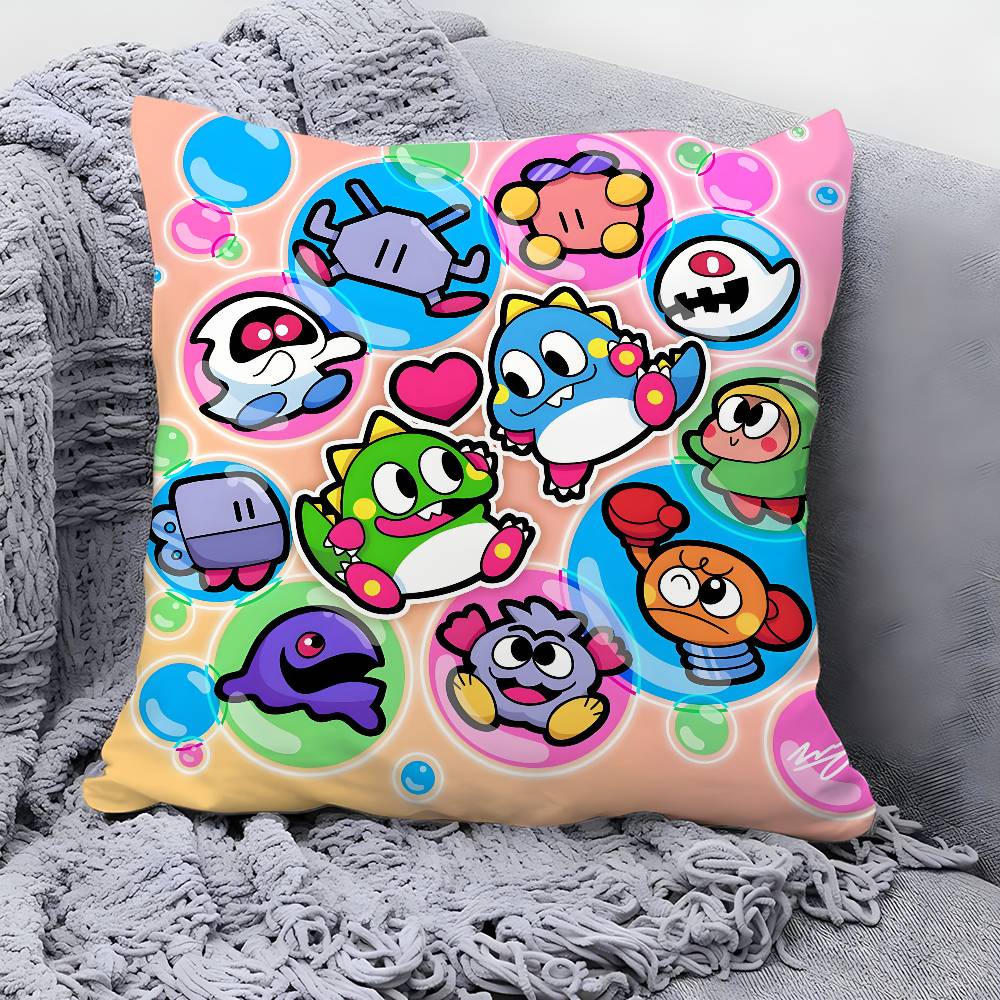 Game Bubbles B-Bobble Pillow Case Square Double‑Sided Print Cushion Case For Sofa Home Bedchamber Decor Gift
