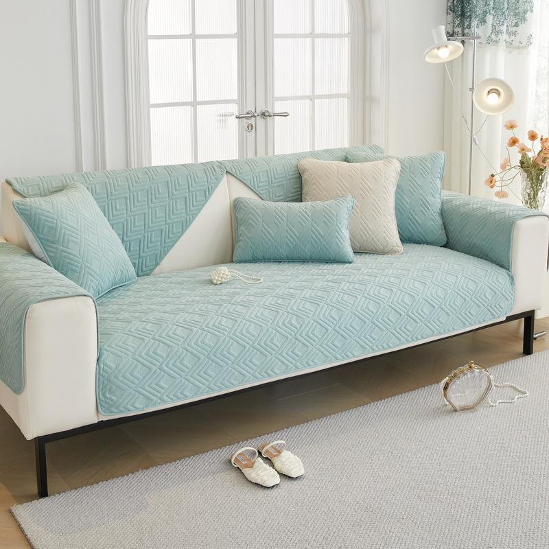 

Подушка для дивана, однотонная ткань, всесезонная, универсальная, нескользящая, простая, современная, нескользящая, всесезонная, кожаная, чехол для дивана, ткань 110*210cm