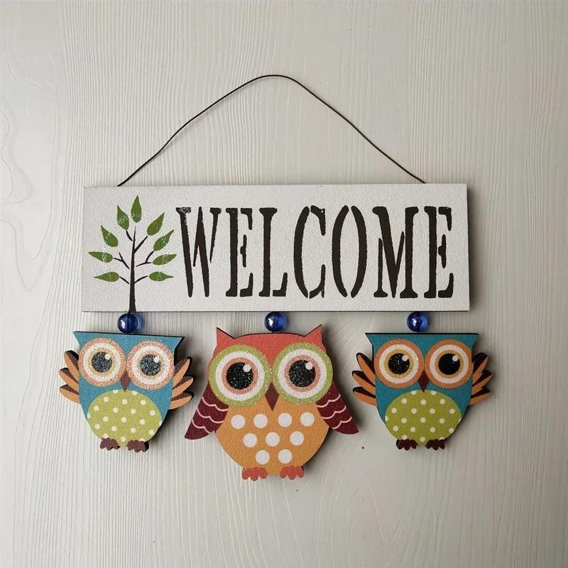 

Rural Style Home Decor Creative and Personalized Owl Welcome To The Wall Hanging 23x22cm