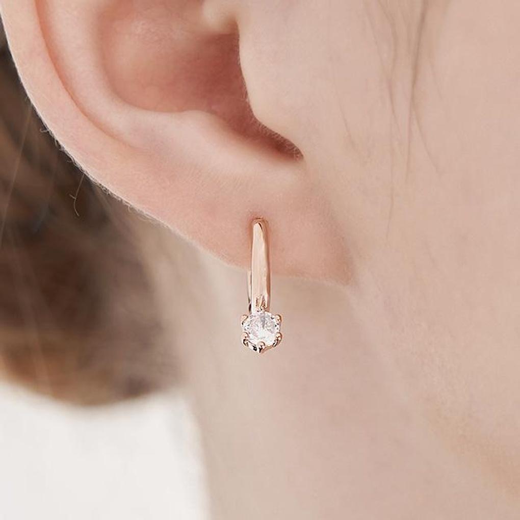 [ELLE Jewelry] 14K Basic Cubic Point One-Touch Earrings ELGPEE554
