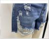 2024 European & American Style Handmade Distressed Fringed Denim Shorts for Women