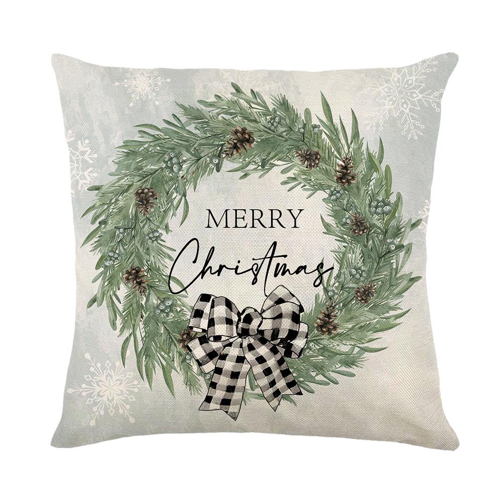 Obliečka na vankúšik Merry Christmas obliečka 45x45cm Obliečka na vankúš Zimná vianočná dekorácia na doma Stromček Jeleň Pohovka Obliečka na vankúš