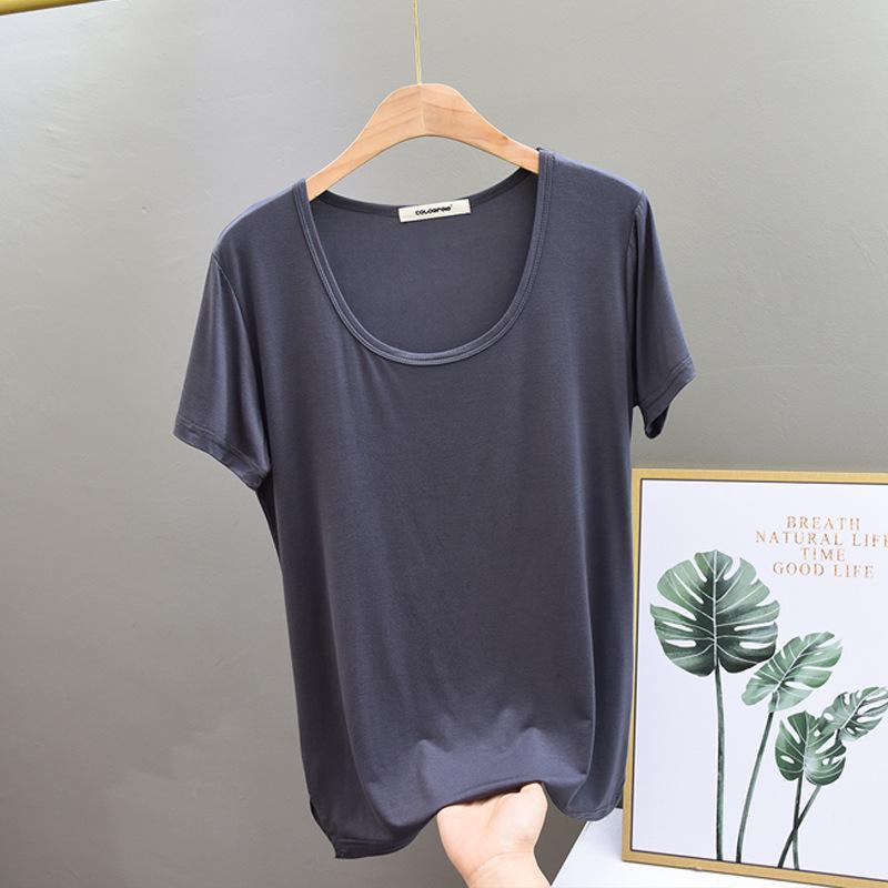 Women's Korean Style Slimming Modal Short Sleeve Top - Summer Fashion Round Neck Tee
