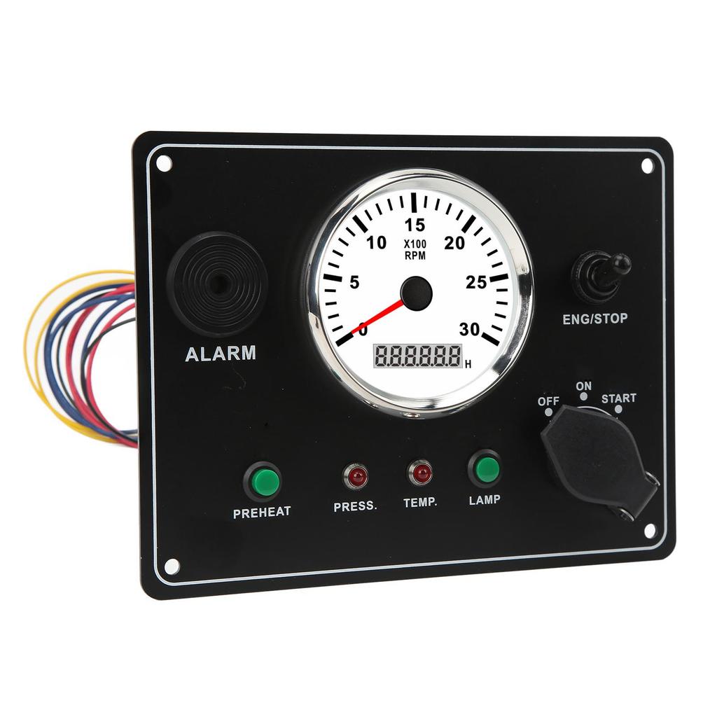 Multifunction Tachometer Panel 3000RPM Oil Pressure Water Temperature Alarm Engine Gauge Panel 12V