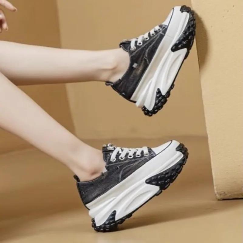 Fashion Women's Shoes High on Platform Retro Ladies Footwear Y2k Fashion Casual Light Cheap Offer Daily Routine 39 Vulcanized Shoe Deals