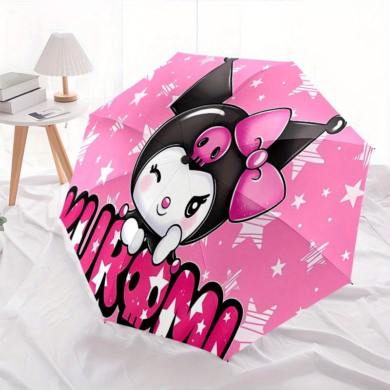 Kurumi,Cute Automatic Folding Umbrella Simple 8 Rib Design, Bright Cartoon Pattern, Durable Iron Frame, Suitable For Travel, Outdoor, Beach