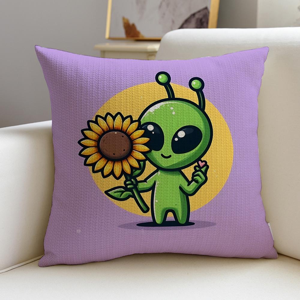 Funny SSilly Alien Cushion Cover Pcs Soft Decorative Square Cushion Covers X X Pillowcases for Sofa Couch Home Bedroom