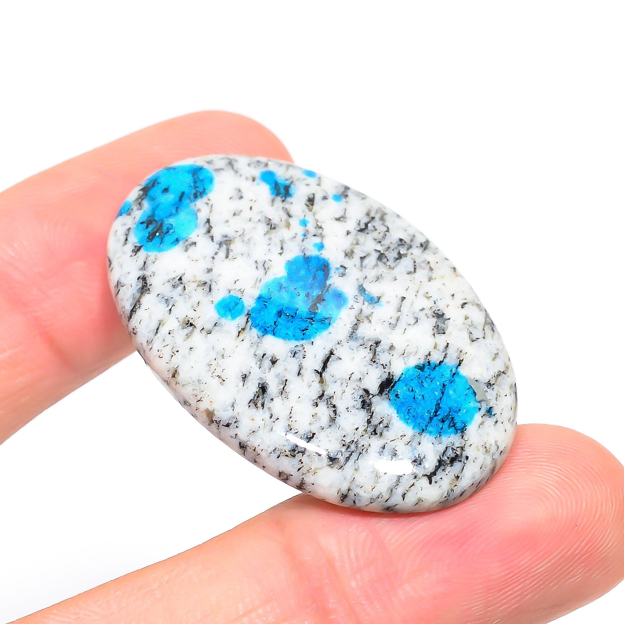 

Natural K2 Azurite 2.8x4.9cm Cabochon Fine Loose Gemstone 54.95Cts. U1T53 белый