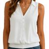 2026 European and American Summer Women's Solid Color Sleeveless Button-Up Lapel Shirt