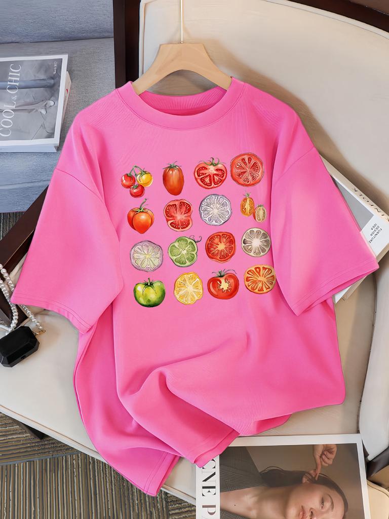 Tomato Variety Collection Chart T Shirt Female Summer Fashion Clothes Cotton Street Short Sleeve Casual Hip Hop T-Shirts