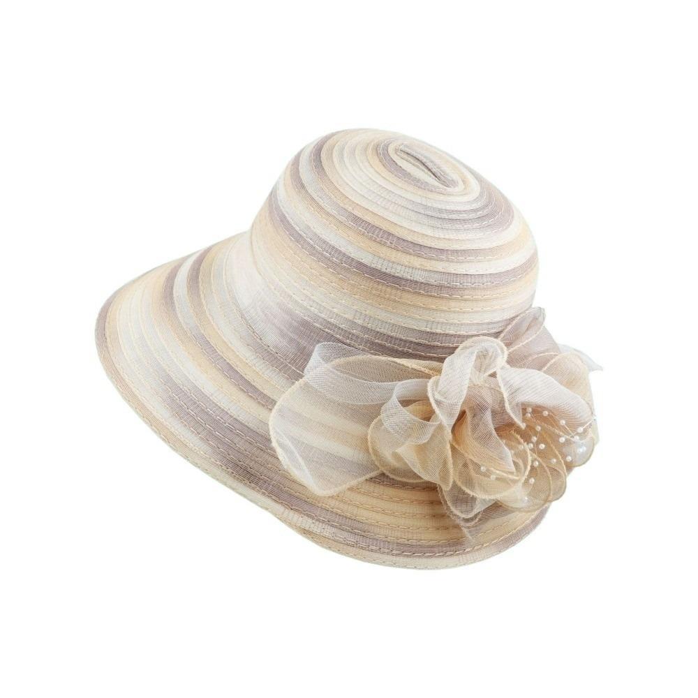 Цветочная женская шляпа от солнца Кружевная шляпа для защиты от солнца Модная шляпа-зонт Рыбацкая кепка Лето бежевый