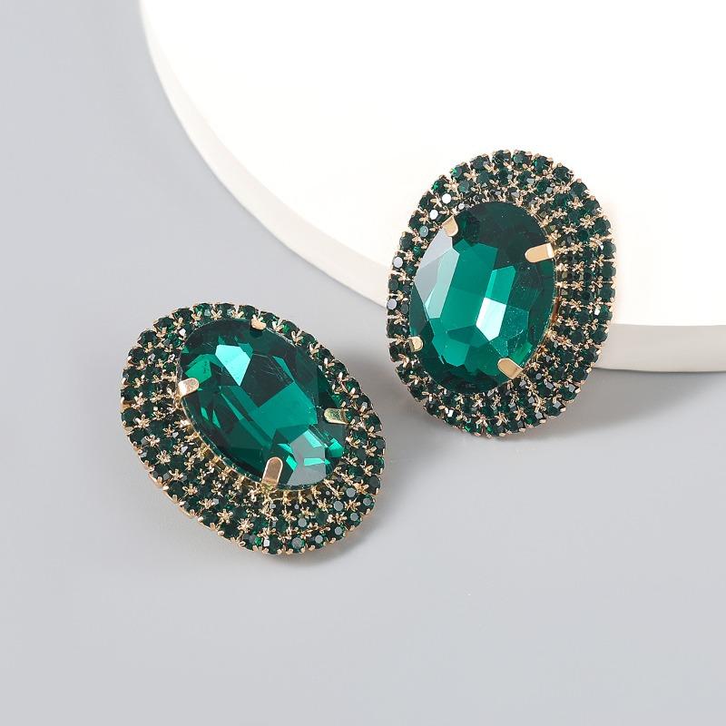 Exaggerated Claw Chain Oval Ultra-bright Earrings and Stud Earrings