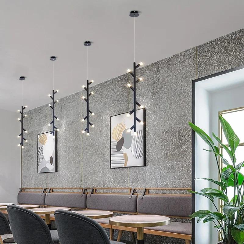 Novelty modern led chandelier kitchen island restaurant shop bar decoration cylinder pipe pendant brown / black chandelier