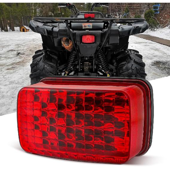 

JMTBNO ATV Led Tail Light Red Lens Rear Brake Tail Light Running Light Compatible with Yamaha Rhino Kodiak Grizzly Big Bear Bruin Wolverine Viking RED LENS