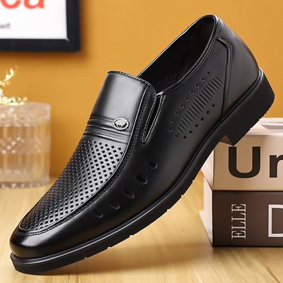 Men'S Shoes Rubber Soft Sole Non-Slip Cowhide Shoes Leather Breathable Hollow Shoes Men'S Formal Men'S Leather Shoes