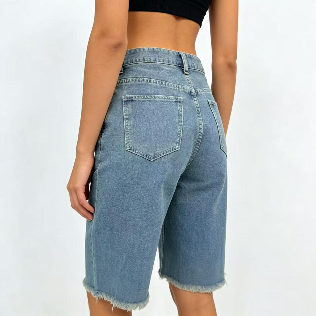 Women's Color Jeans Stretch Slim Fit Distressed Denim Shorts
