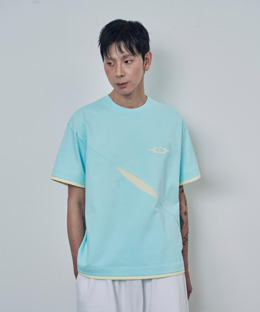 Lujeoseukeulleob Asymmetrical Cut Layered Short Sleeve T-Shirt Mint