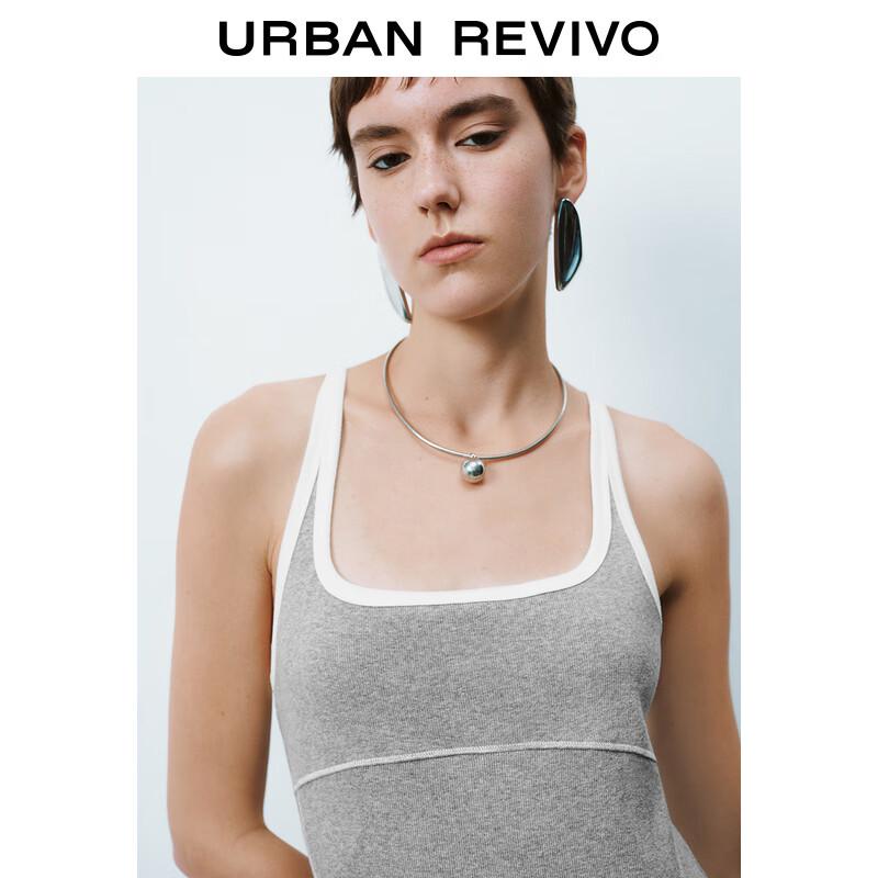 UR 2025 Spring Women's Casual Colorblock U-Neck Cami Dress