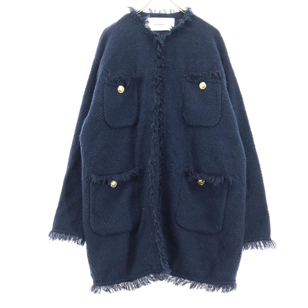 Beauty products ADAWAS Long sleeve Tweed jacket FREE Navy Women Used