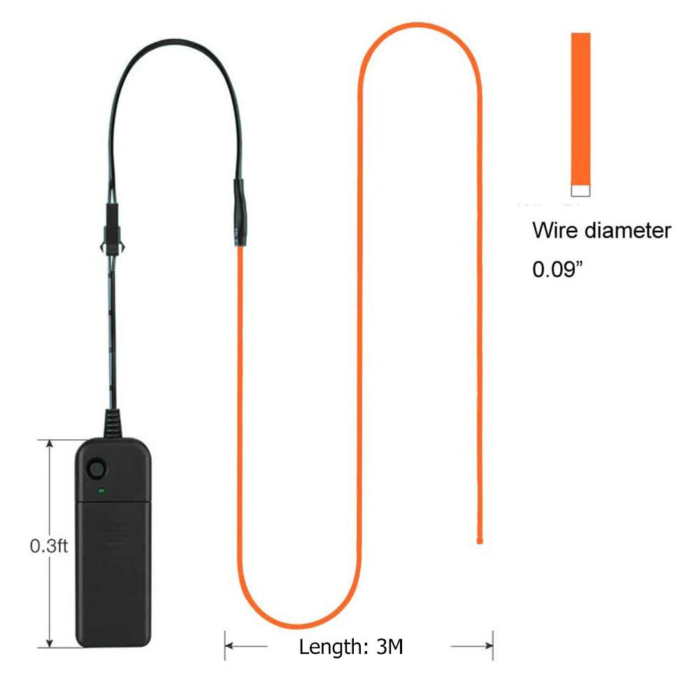 3M EL Wire Neon LED Strip Light AA Battery Powered DIY Lights Tube Rope For Halloween Christmas Festival Party Car Decoration