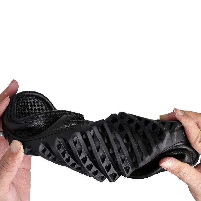 Fashion Genuine Leather Men's Casual Shoes Hollow Hole Business Loafers Men Mocassin Comfortable Slip-On Walking  Driving Shoes Men San