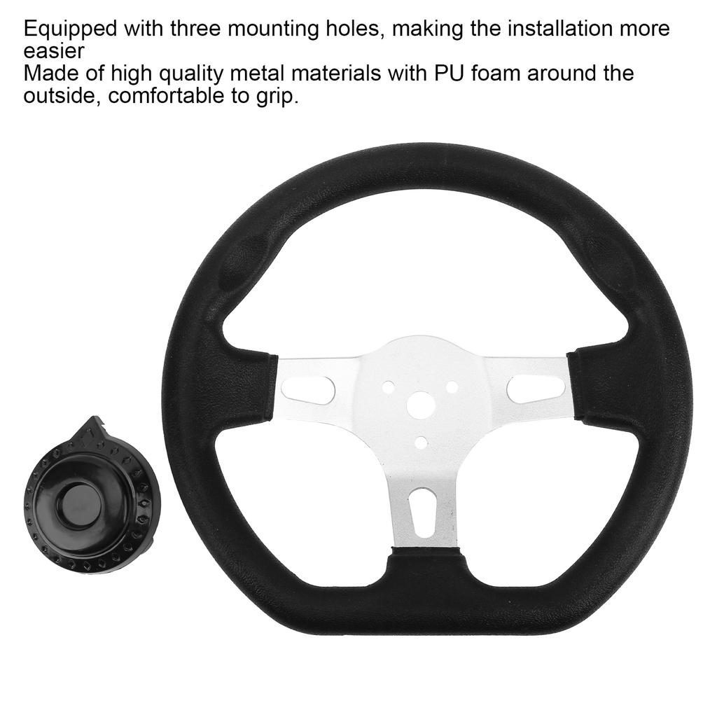 Kart Racing Steering Wheel Off‑Road Kart Steering Wheel 270mm 3 Spokes Modification Universal for 150cc‑250cc Engines