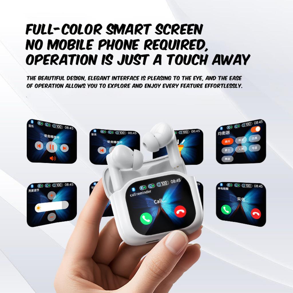 JM19 Bluetooth Earbuds With LCD Color Display, ANC/ENC Noise Cancellation, 5.4 Low Power Consumption, Wireless Sport Earphones For Gym/Running