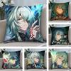 Anaxa Honkai Star Rail Pillow Case Short Plush Pillow Covers Sofa Decorative Home Double-sided Printing Cushion Cover