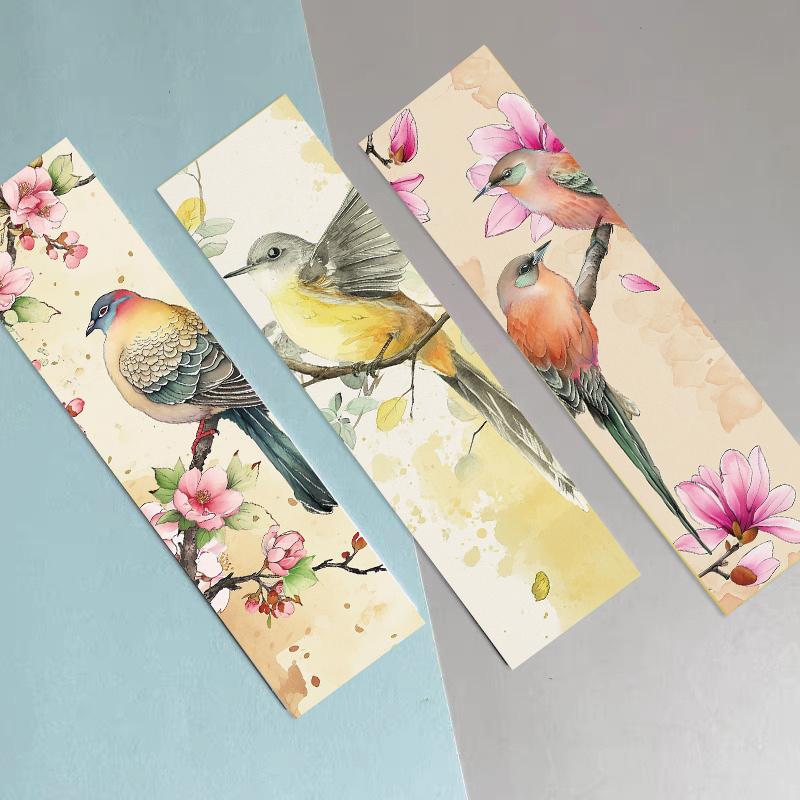30PCS Cute Bird Bookmarks Retro BookMark Graffiti Annotated Gift Personalized Unique Skateboard Gifts Living Room Stickers