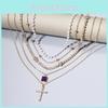 Cross Pendant Necklace For Women With Rhinestone And Geometric Star Design For Fashion Jewelry