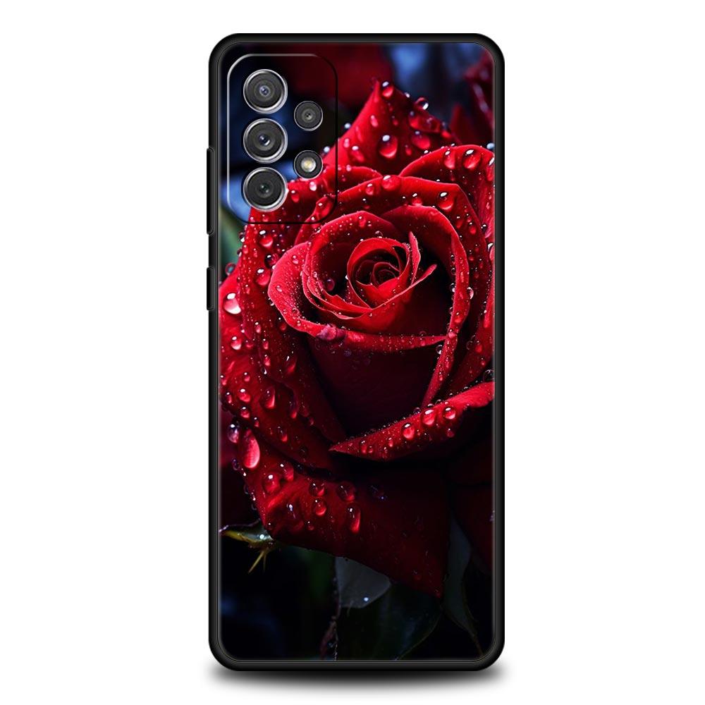 Beautiful Red Rose Flowers Phone Case For Samsung A15 A13 A51 A71 A41 A31 A21S A03S A05 A12 A32 A52 A23 A25 A33 A53 A73 5G Cover
