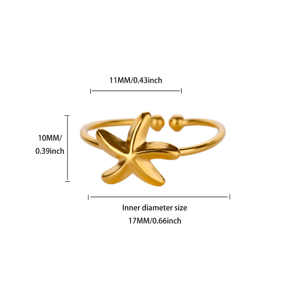 Cute Tiny Star Rings For Women Men Stainless Steel Star Ring18k Gold Plated Starfish Finger Ring Minimalist Jewelry Decoration