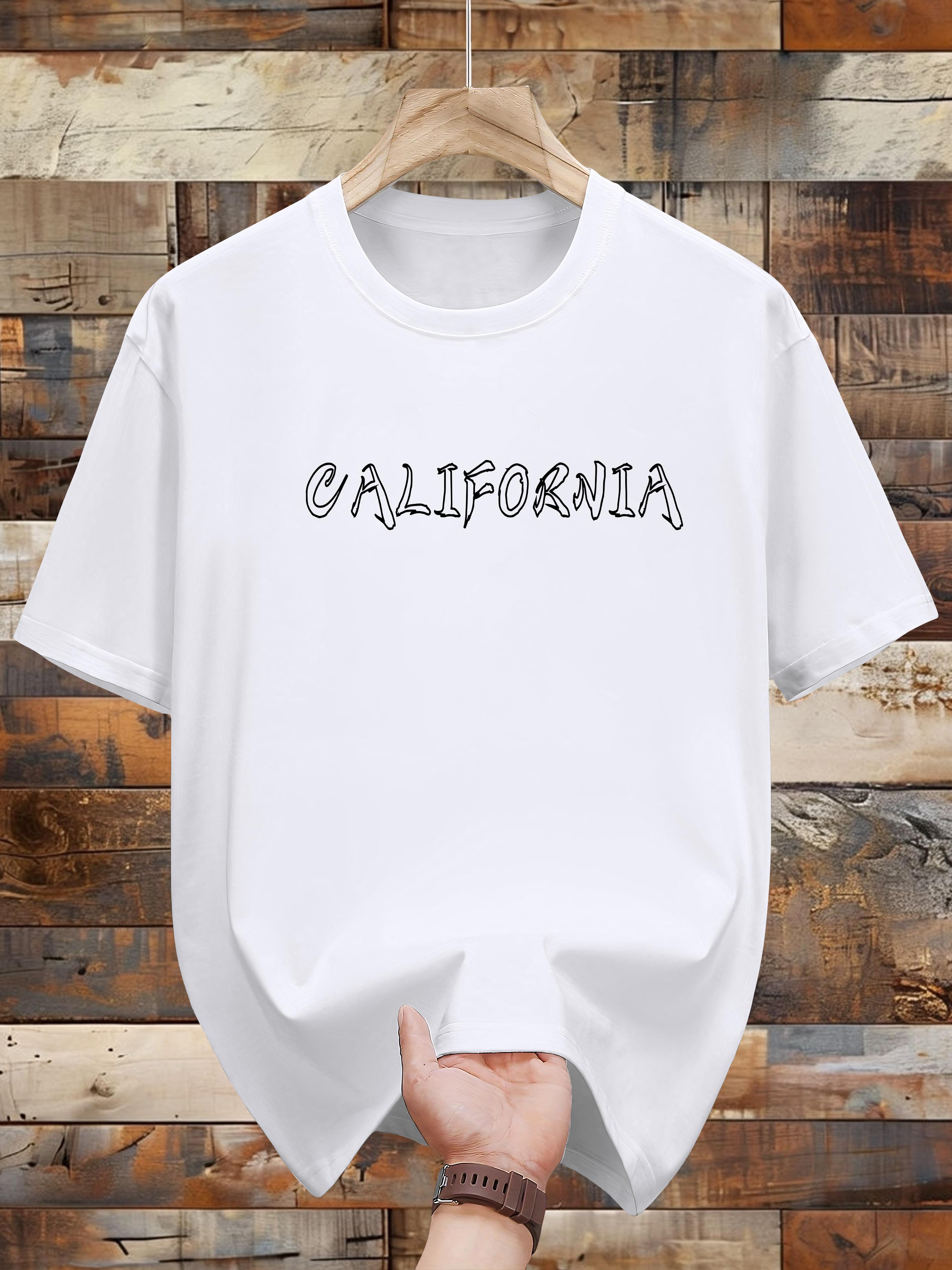 Niuwang Selection 200g 100% Cotton Short Sleeve T-shirt - Navy Blue California Graphic Print XXXL