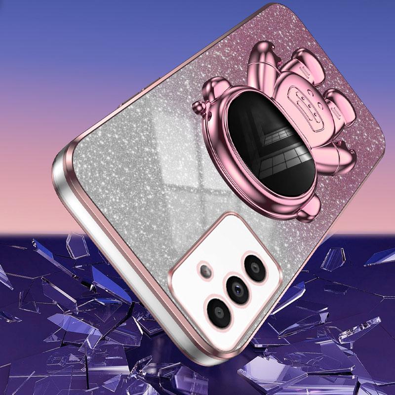 For Samsung Galaxy A14 5G/4G Cell Phone Case Astronaut Kickstand Glitter PC+TPU Cover