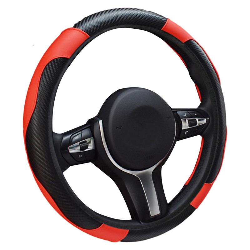 37-38cm Car Steering Wheel Cover PU Leather Non-Slip Breathable Steering Covers For Travel Camper Truck RV SUV Car Interior