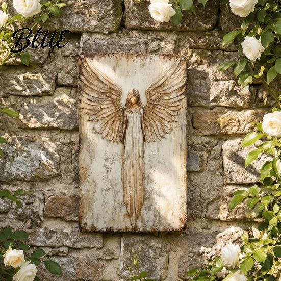 Vintage Farmhouse Decor 3Pcs Guardian Angel Wall Signs Rustic Distressed Metal Sign Home Art for Indoor Outdoor Memorial Christian Decoration