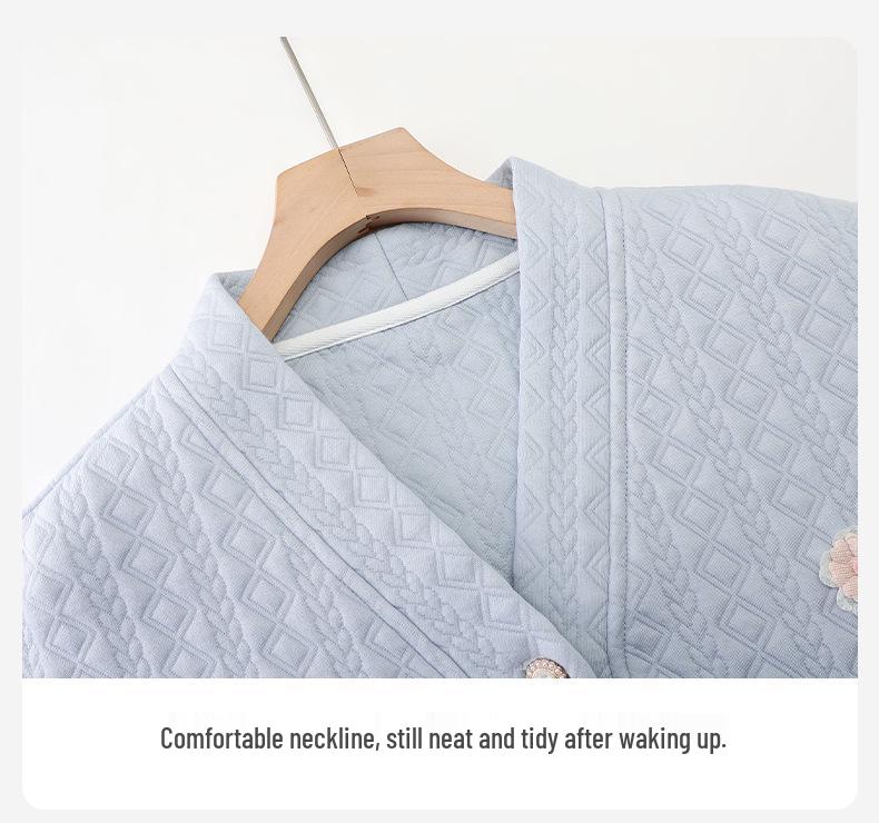 Women's Autumn/Winter 2025 Pure Cotton Kimono Pajamas - Thick, Warm, Layered.