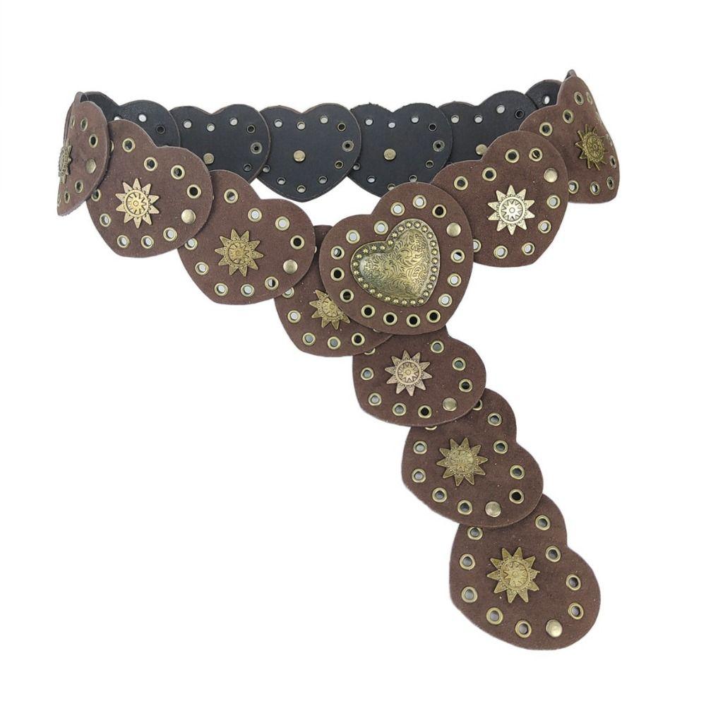 PU Dress Decoration Brown Waist Accessories Exaggerated Appearance Hollow Belts  Girls