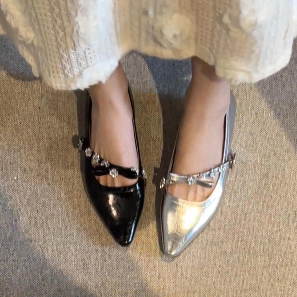 

Версия из овчины~ остроносые туфли Мэри Джейн из натуральной кожи с внутренней платформой, женские универсальные на одной педали, со стразами, с ремешком на одной пряжке си 40 серебряный