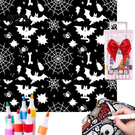 Gift for Creative Kids DIY Coloring Blanket with 24 Markers, Color Your Own Blanket, 59" X Soft Polyester Painting 45" Cozy Throw Sofa, Couch,