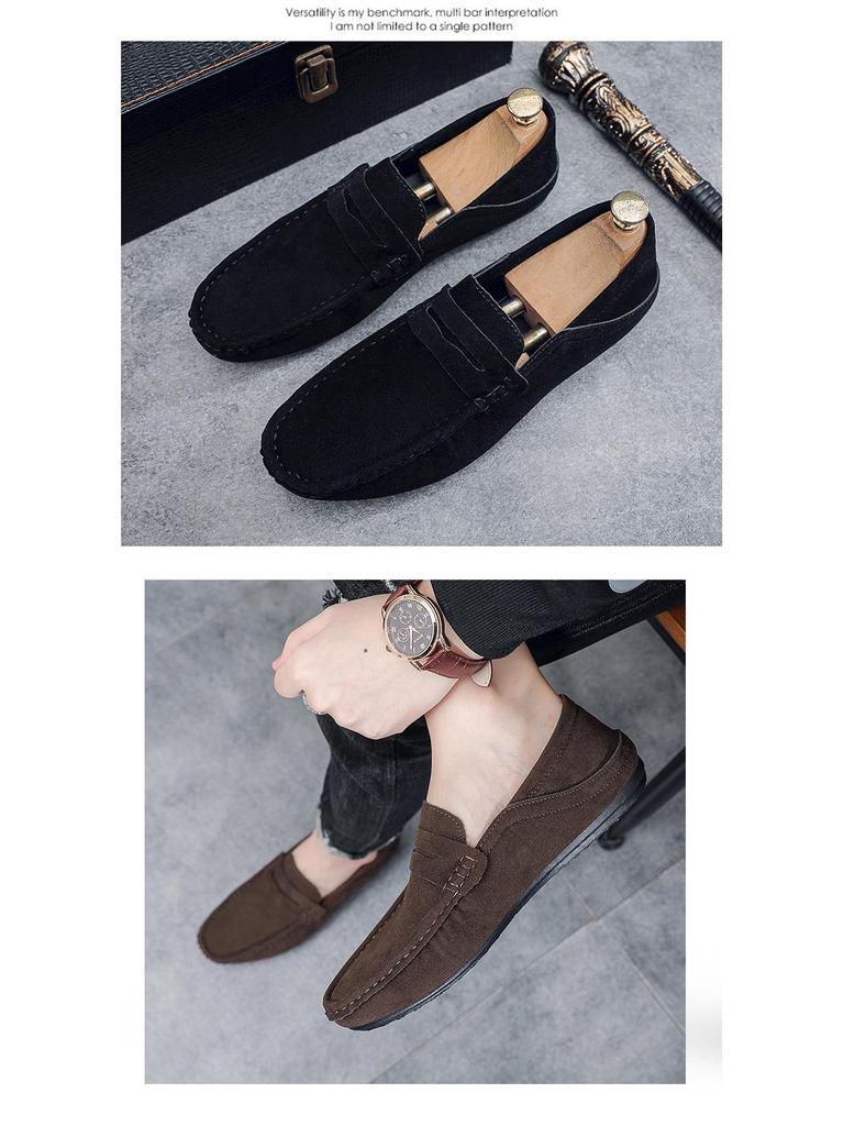 Men's Spring Suede Moccasins: Trendy British Loafers, Slip-On Driving Shoes