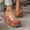 Mode Comemore Bunte Keilsandalen Hausschuhe Damen Sommer Hohe Absätze PVC Transparente Riemen Pantoletten Lässig Peeptoe Plateau Sandalen