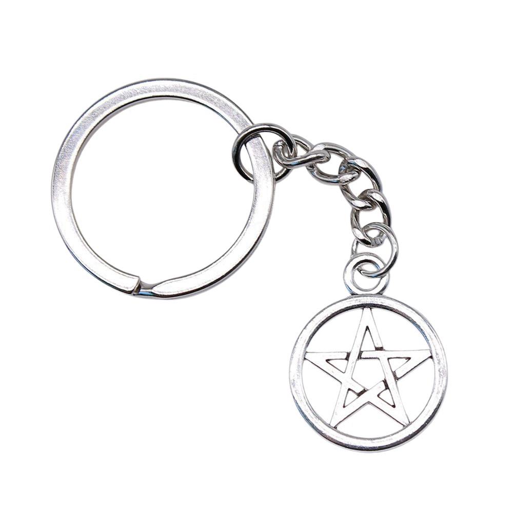 Dreifachmond Pentagramm Anhänger Schlüsselanhänger Stern Wicca Thema Schlüsselring 28mm
