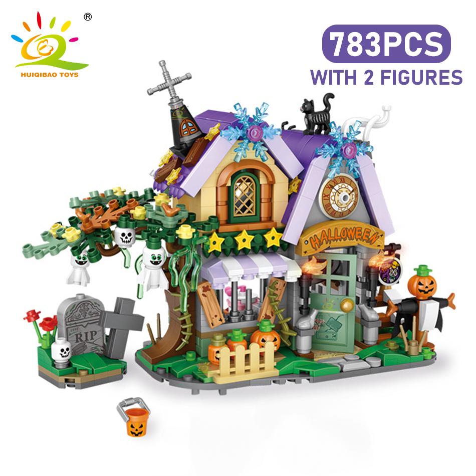 Non-Toxic Halloween Mini Pumpkin House Micro Model Building Blocks City Diy Pumpkin Carriage Set Bricks Toys For Children Gift