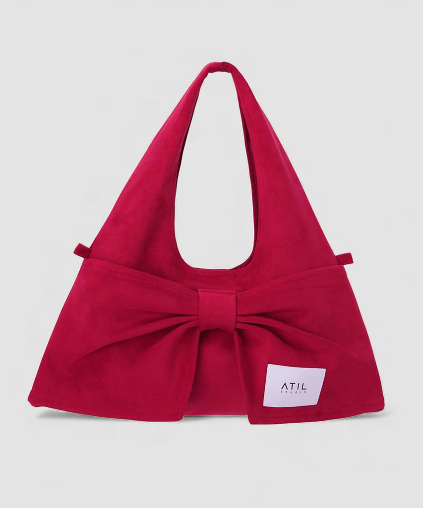 Atil Studio Velour Suede Mini Dewey Ribbon Shoulder & Crossbody Bag_[Wine]