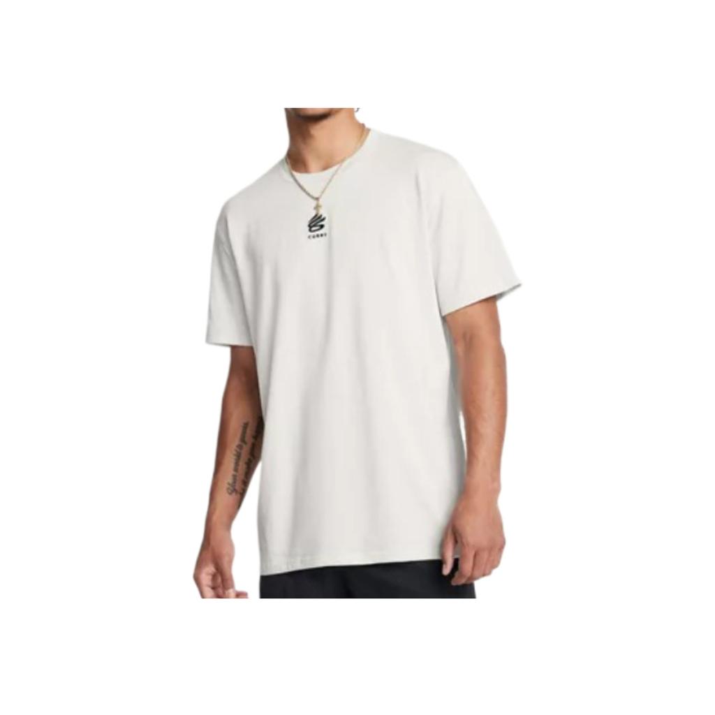 Under Armour Curry Logo Print Moisture-Wicking Short Sleeve T-Shirt Men Tops Clay-White 1387107-114