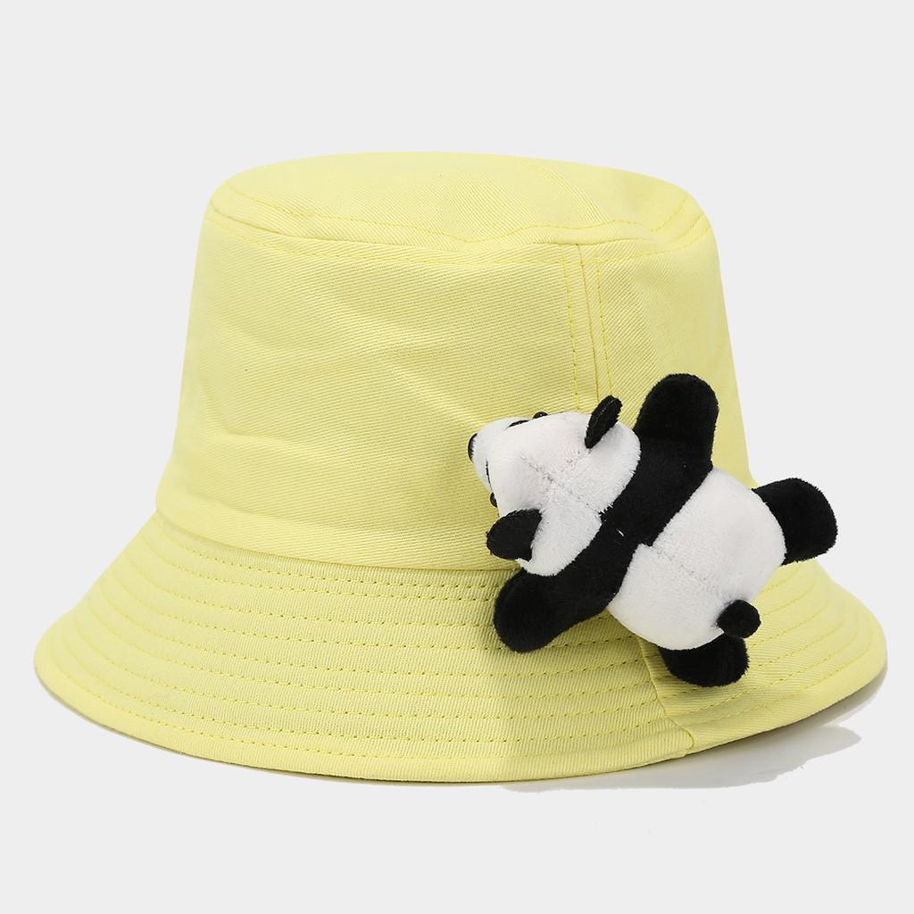 Childrens Cotton Sun Hat With Plush Panda Decoration For Summer Outdoor Play