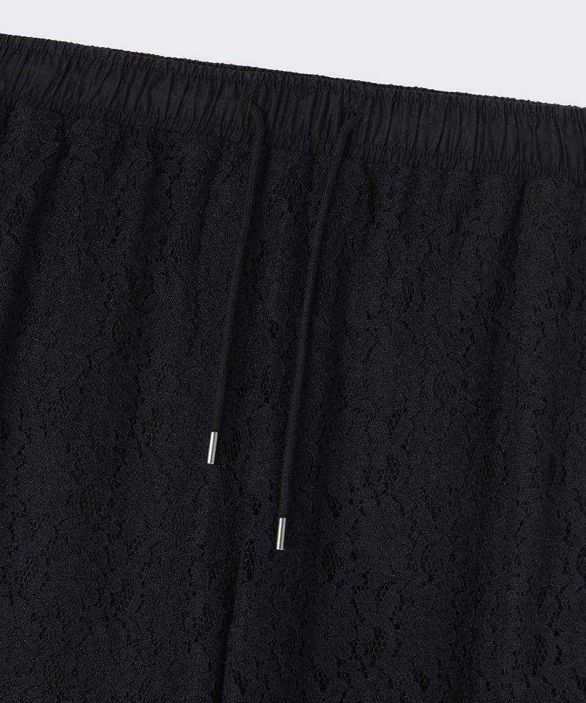 MUSINSA STANDARD WOMAN Women'S Floral Lace Wide Cargo Elastic Pants [Black]